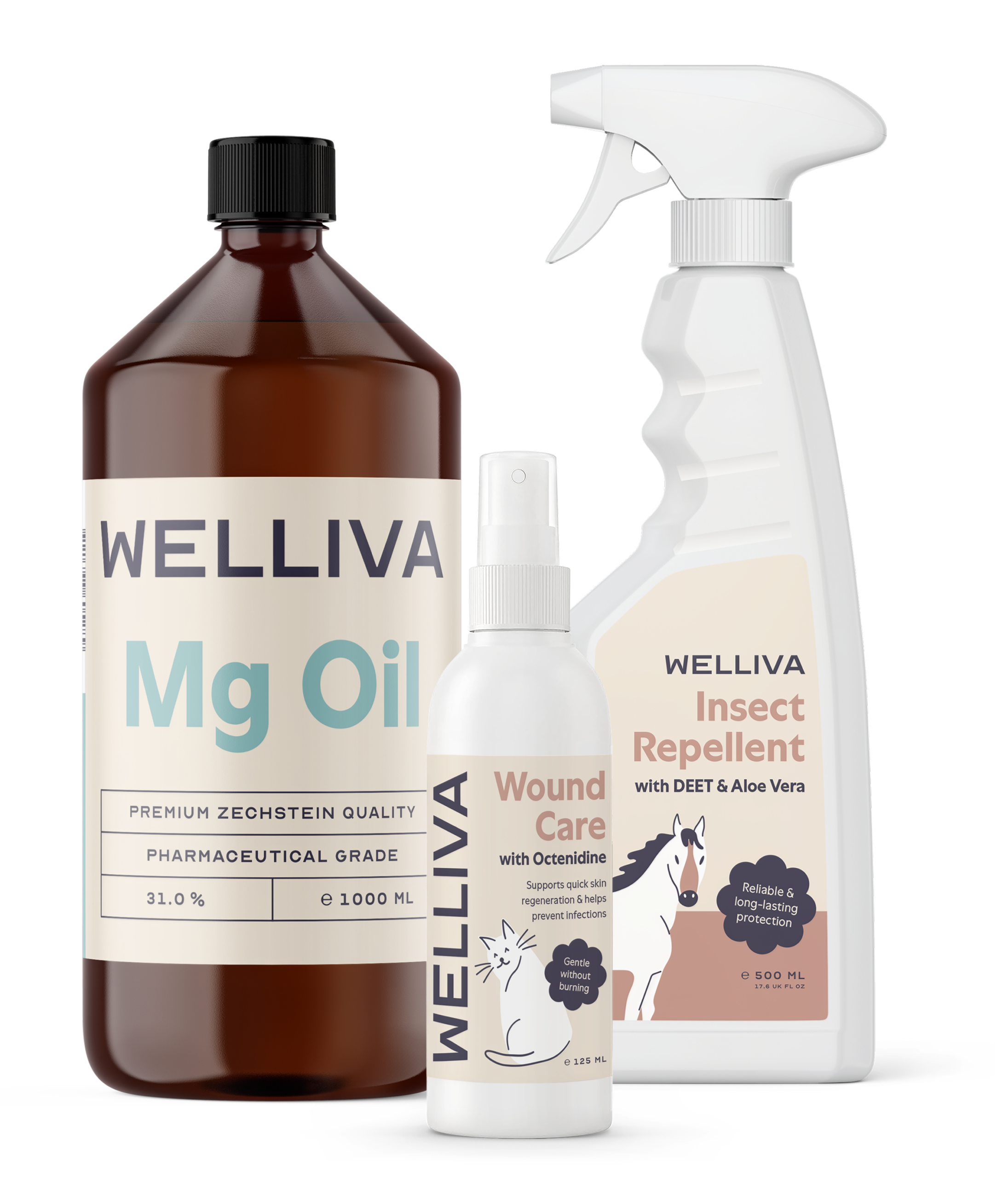 A selection of WELLIVA products for people and animals
