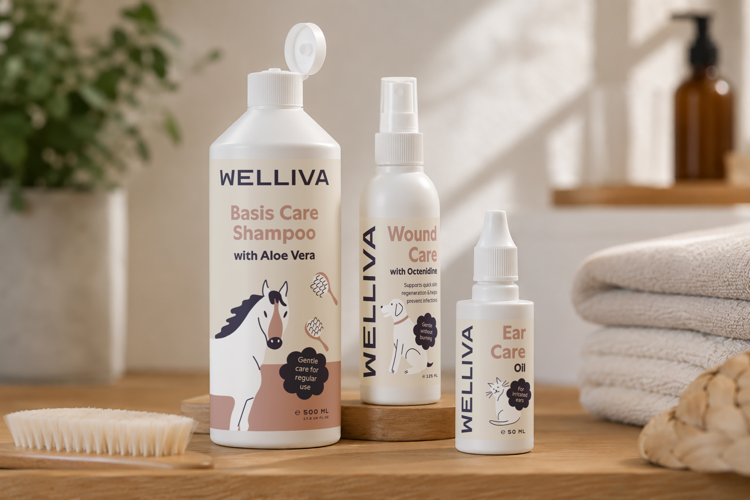 WELLIVA care products for dogs, cats, and horses